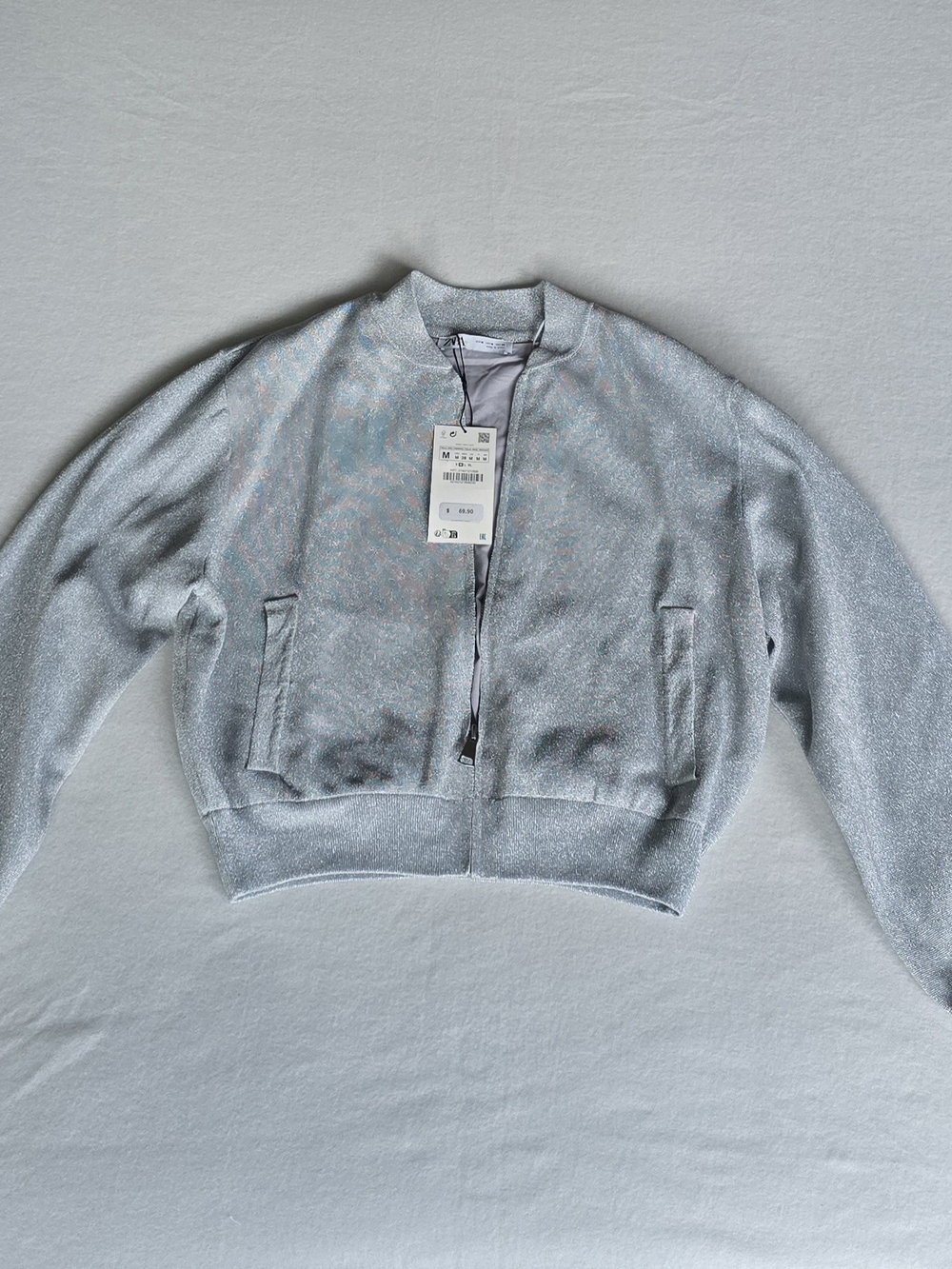 Zara Metallic Grey Bomber Jacket. Versatile & StylishSize MBrand new with - Picture 2 of 9